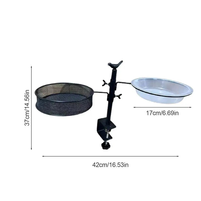 Balcony Bird Feeder Adjustable Deck Mounted Bird Water Bowl 360-Degree Rotatable Feeding Station Flower Pot Stand For Balcony