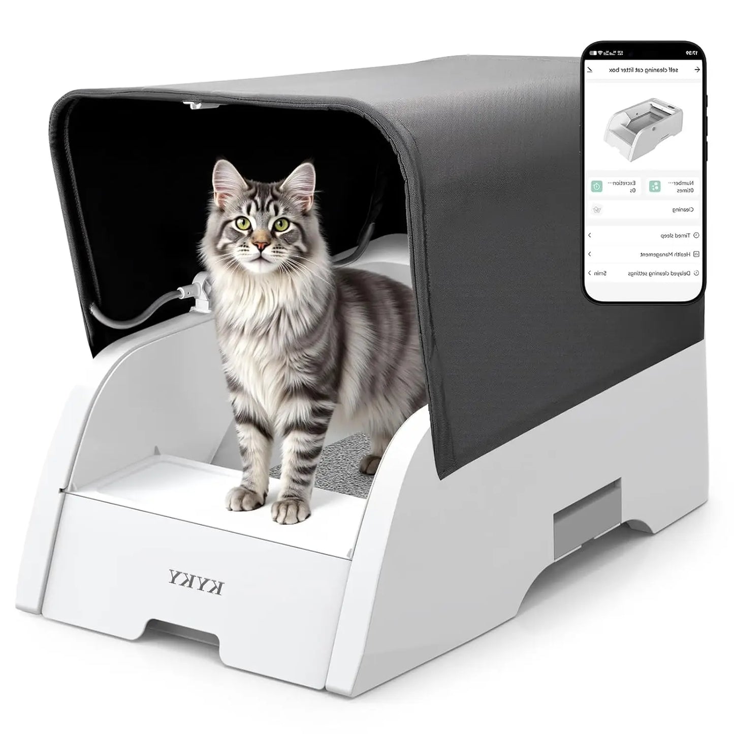S6 Self Cleaning Litter Box with Removable Canopy, Upgraded Automatic Litter Box Self Cleaning with APP Control, Customized