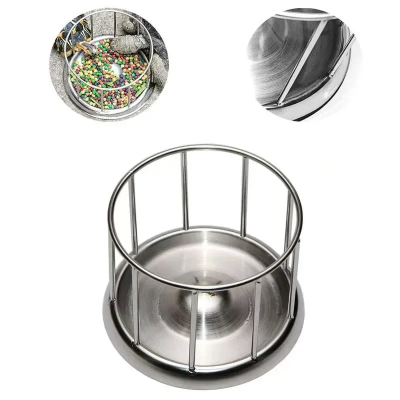 Large Size Stainless Steel Aquarium Pet Reptile Feeder Bowl Basin Food Water Pot Reptile Turtle Tortoise Supplies
