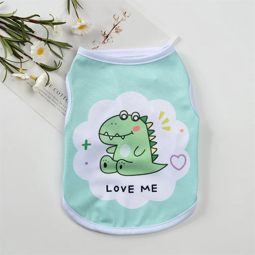 Cute Print Puppy Dog Vest Shirt Spring Summer Pet Clothes for Small Dogs Pomeranian Poodle Cat Shirts mascotas Clothing Apparel