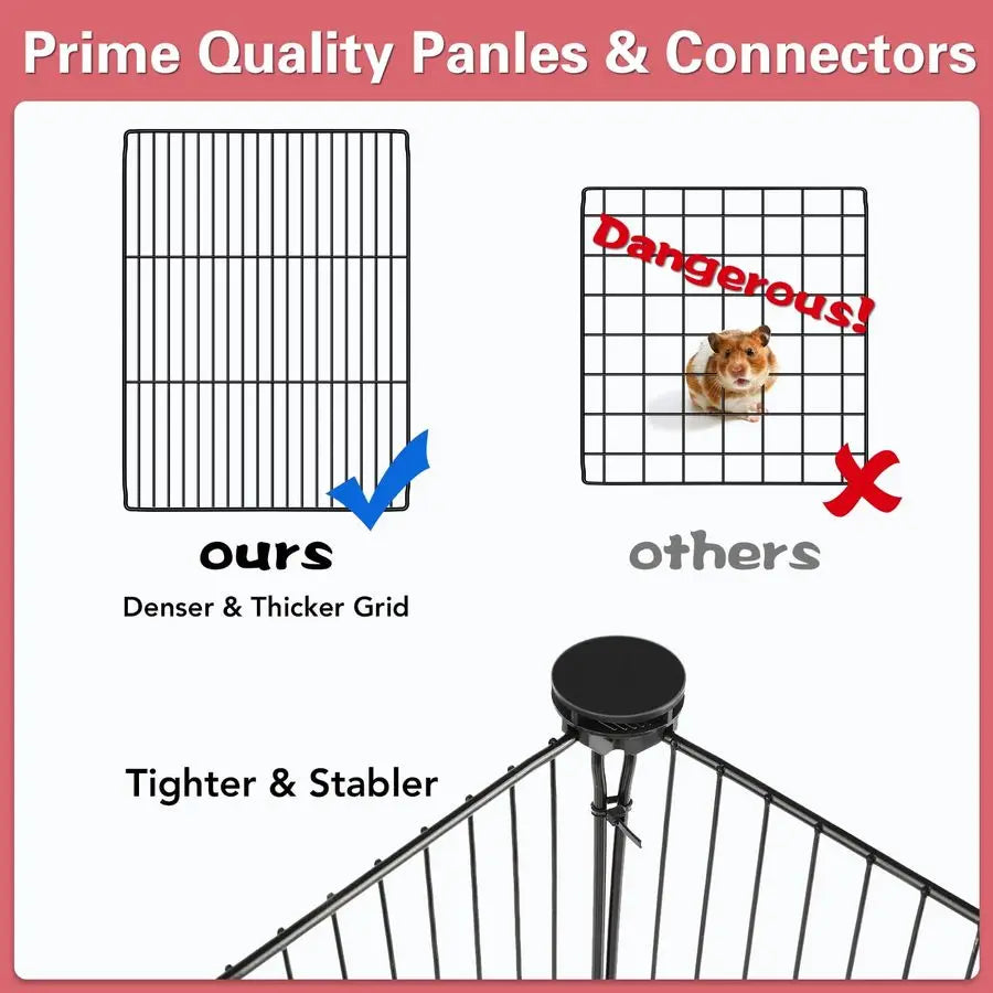 Panels Small Animal Playpen, 48 x 24 x 16 Pet Playpen with Waterproof Mat, CampC Cage for Guinea Pigs, Puppy Play Pen, Bunny Pla