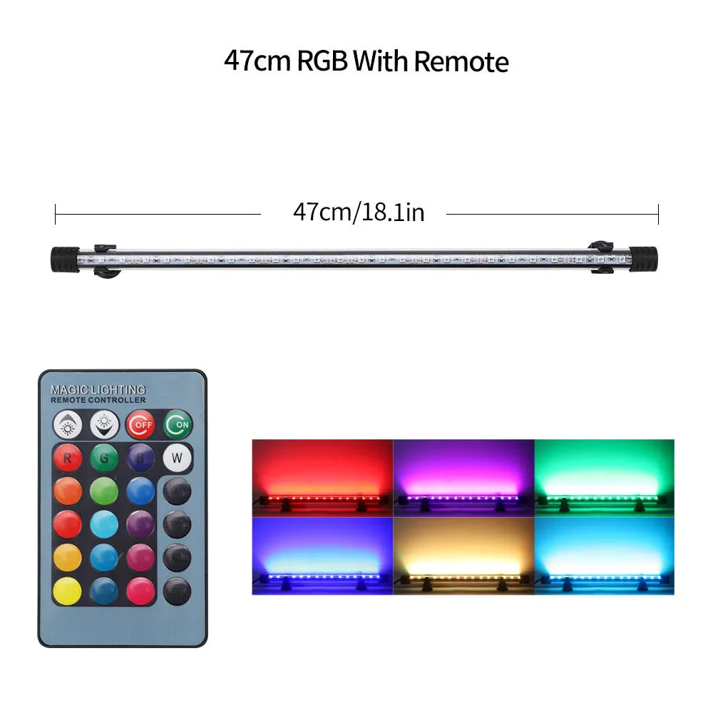New Aquarium Light LED Waterproof Fish Tank Clip Light 90-260V Remote Control Color Changing Submersible Lamp Plant Grow Lamp