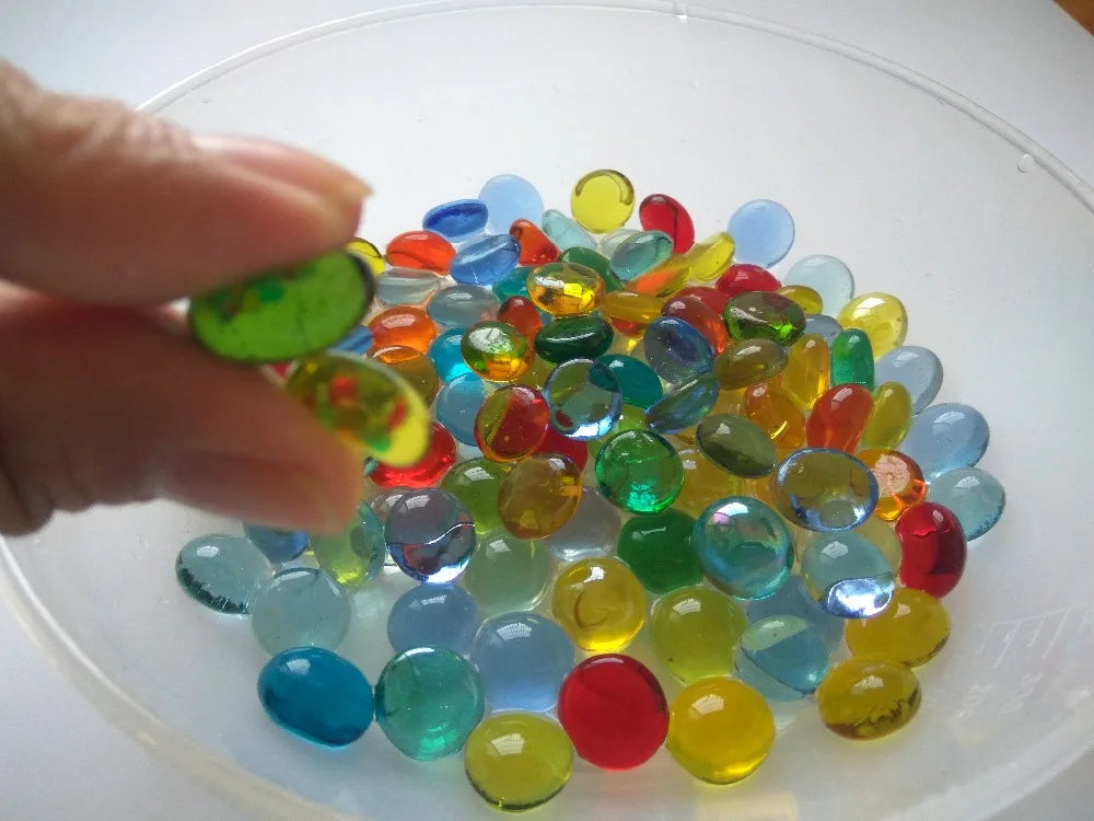 50 pieces New Style beautiful landscaping stone glass goldfish bowl flat beads multicolour fish tank flowerpot decoration