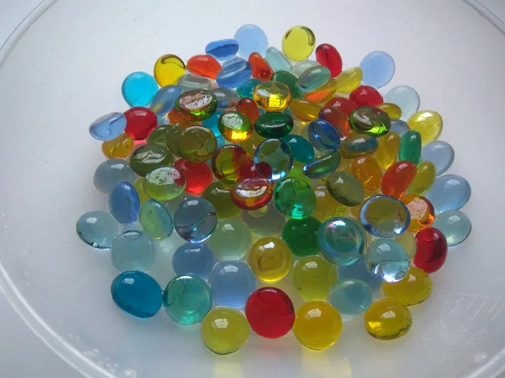 50 pieces New Style beautiful landscaping stone glass goldfish bowl flat beads multicolour fish tank flowerpot decoration