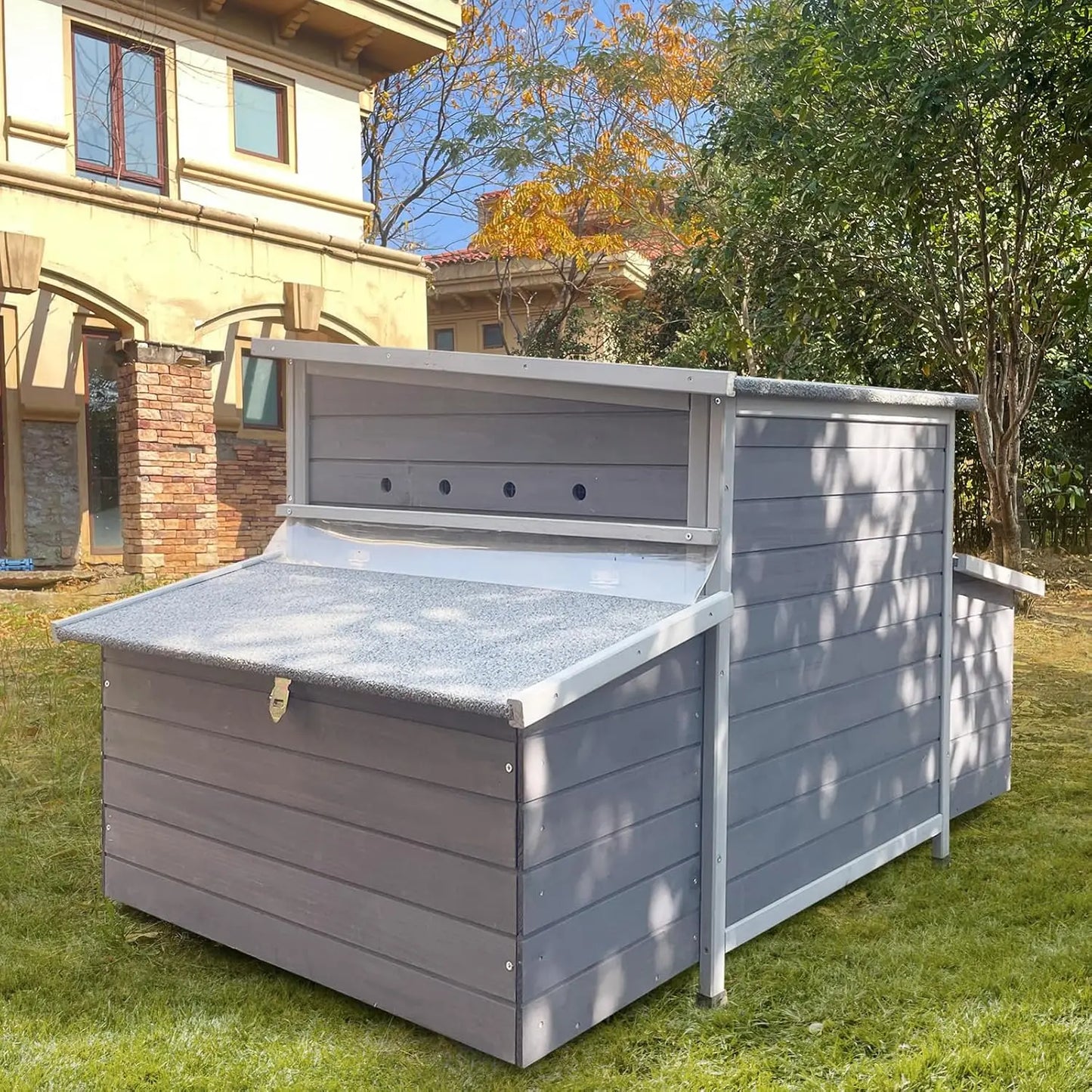 Chicken Coop, 58" Wooden Chicken Coop with 2 Sides Large Nesting Boxes for 4-6 Chickens, Poultry Hutch Rabbit Cage, Customized