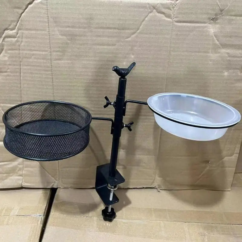 Balcony Bird Feeder Adjustable Deck Mounted Bird Water Bowl 360-Degree Rotatable Feeding Station Flower Pot Stand For Balcony