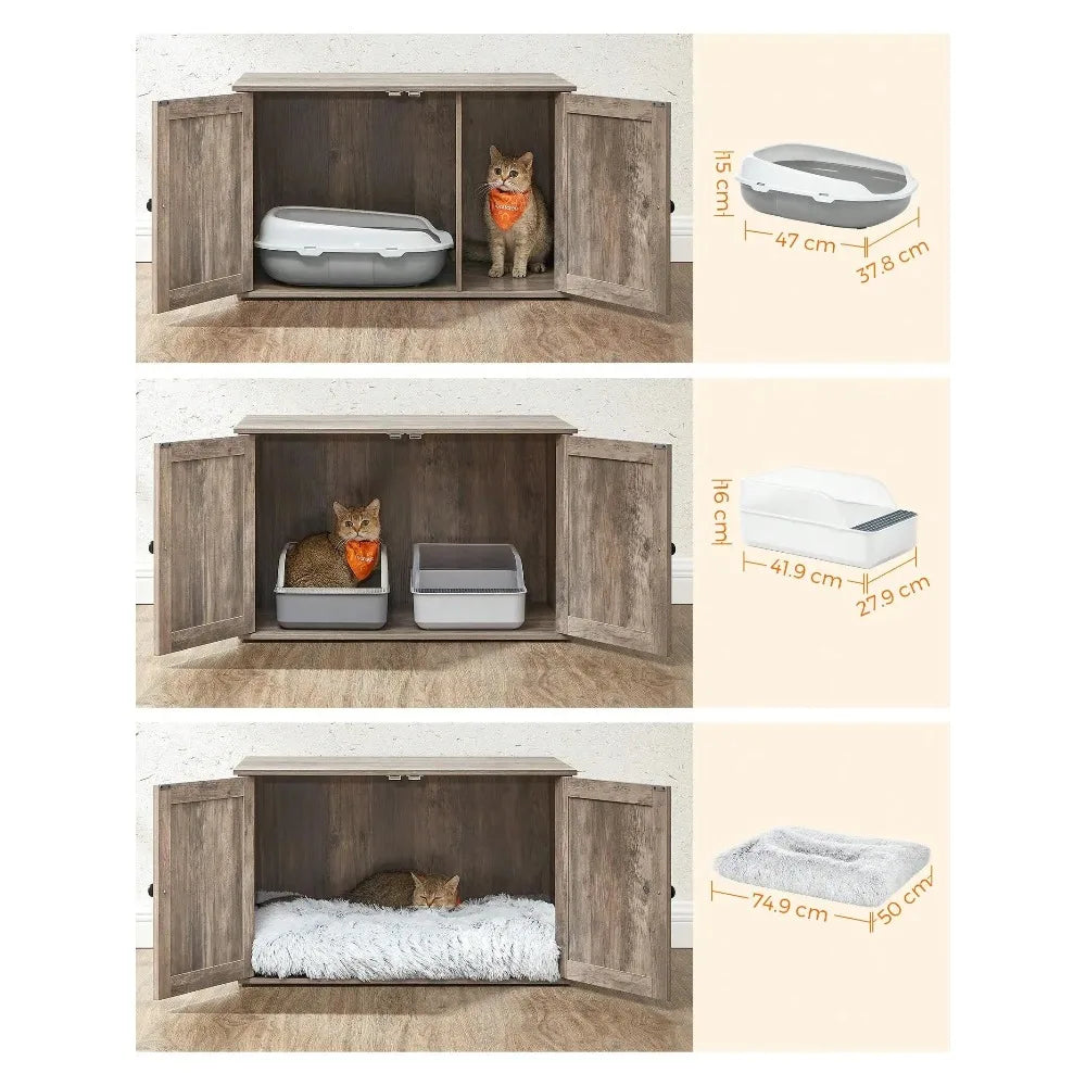 Cat Litter Box Enclosure, Litter Box Furniture Hidden with Removable Divider, Indoor Cat House, End Table, Customized