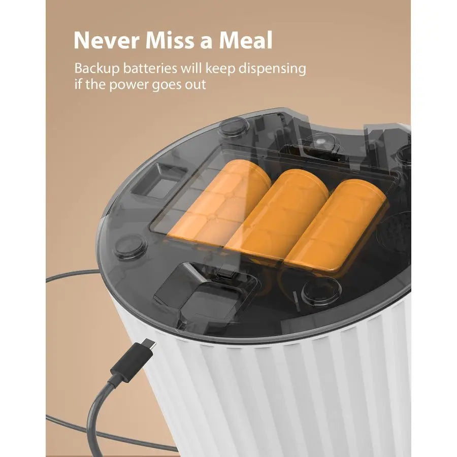 Timed Automatic Cat Feeders 4L Programable Dry Food Dispenser for Cats and Small Medium Dogs 6 Meals with Desiccant Bag Dual Po