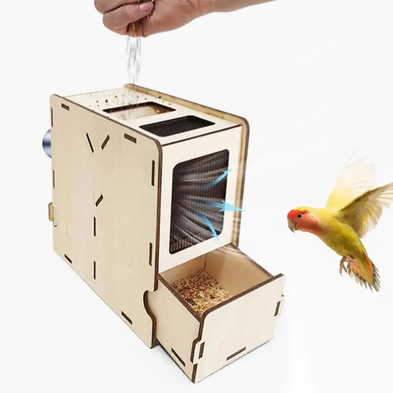 bird feed sieve blower with filter wooden assembly box grain Splitter Shell Separator Chaff Blowing Machine for Millet Grains