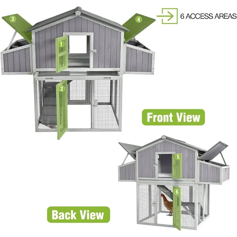 Foldable Chicken Coop Fast Assembly Large Outdoor Hen House 69.8 L for 4-6 Chickens with Four Nesting Box
