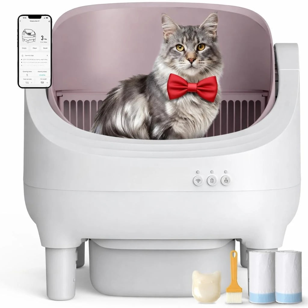 Automatic Cat Litter Box Self Cleaning, App Control, Open-Top Automatic Litter Box with Safety Sensors, Customized