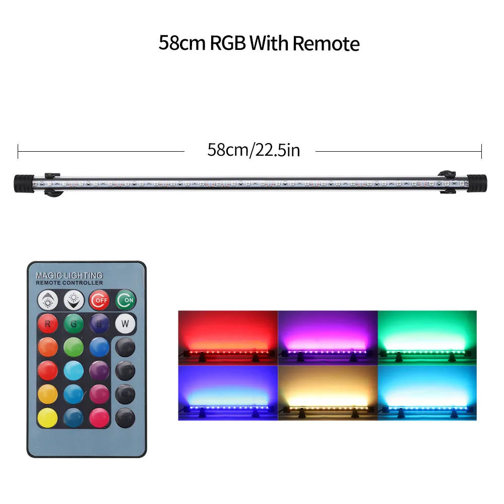 New Aquarium Light LED Waterproof Fish Tank Clip Light 90-260V Remote Control Color Changing Submersible Lamp Plant Grow Lamp