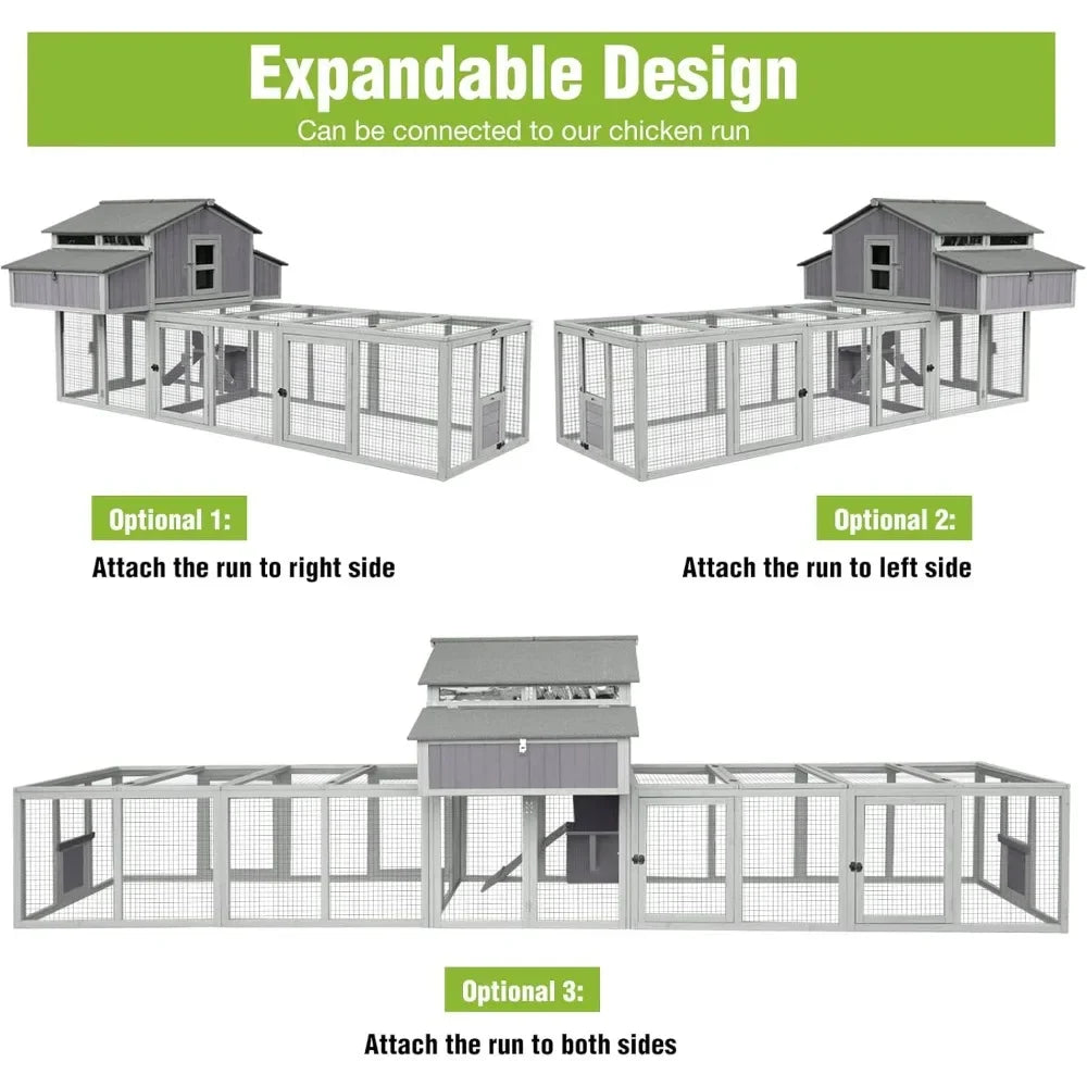 Foldable Chicken Coop Fast Assembly Large Outdoor Hen House 69.8 L for 4-6 Chickens with Four Nesting Box
