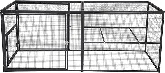 71in Chicken Coop Run Extension Outdoor Rabbit Expansion Pen for Chicken Coop Hutch, Removable Doors