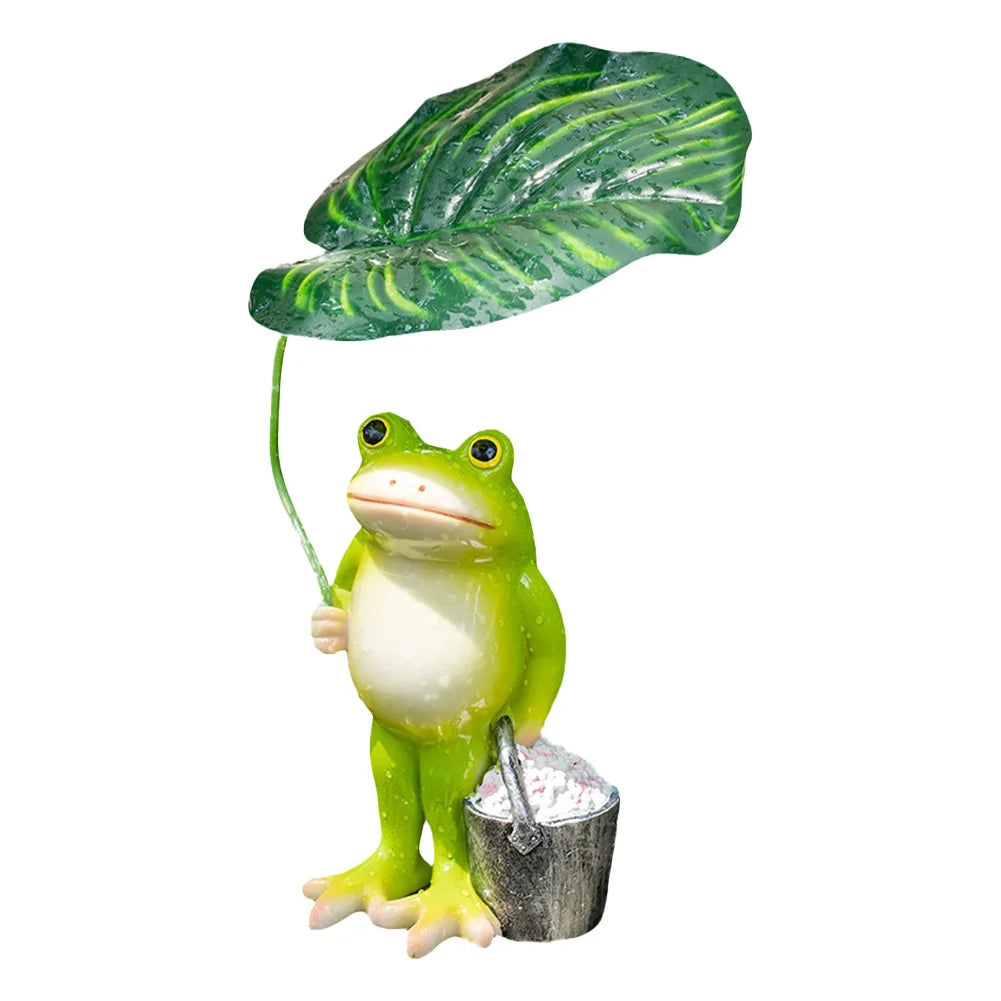 Funny Frog Figurines Resin Cute Frog Statue for Garden Yard Patio Fairy Garden Accessories