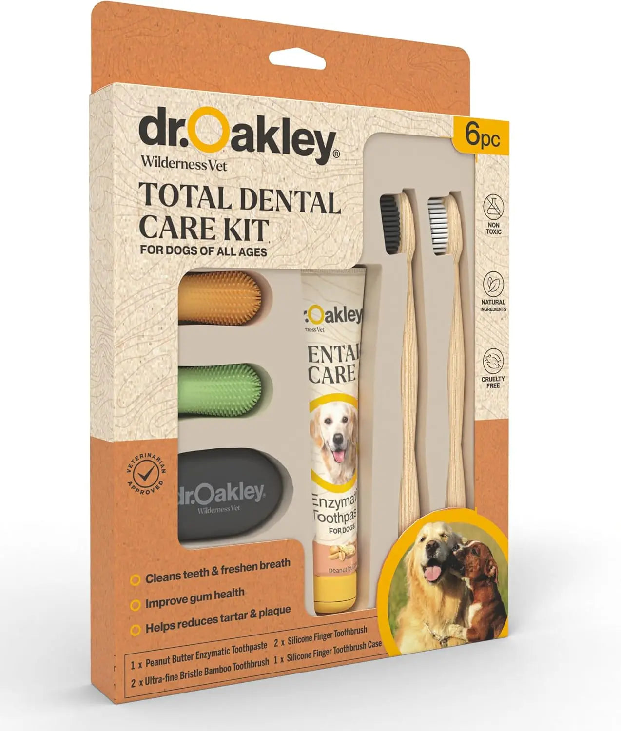 Natural Peanut Butter Flavor Dog Toothpaste & Brush Kit for All Breeds and Cats