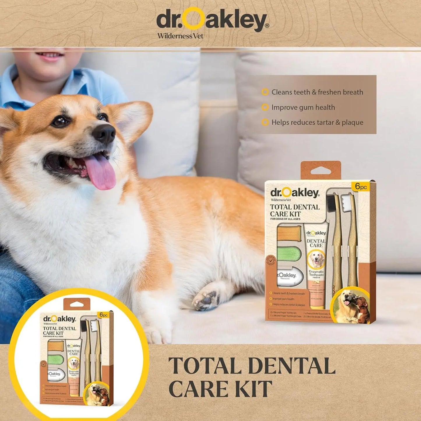 Natural Peanut Butter Flavor Dog Toothpaste & Brush Kit for All Breeds and Cats