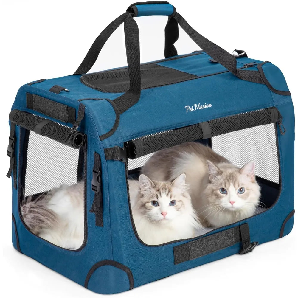 Extra Large Cat Carrier for 2 Cats, Collapsible Soft Sided Pet XL Crate for Large Mudium Big Cat