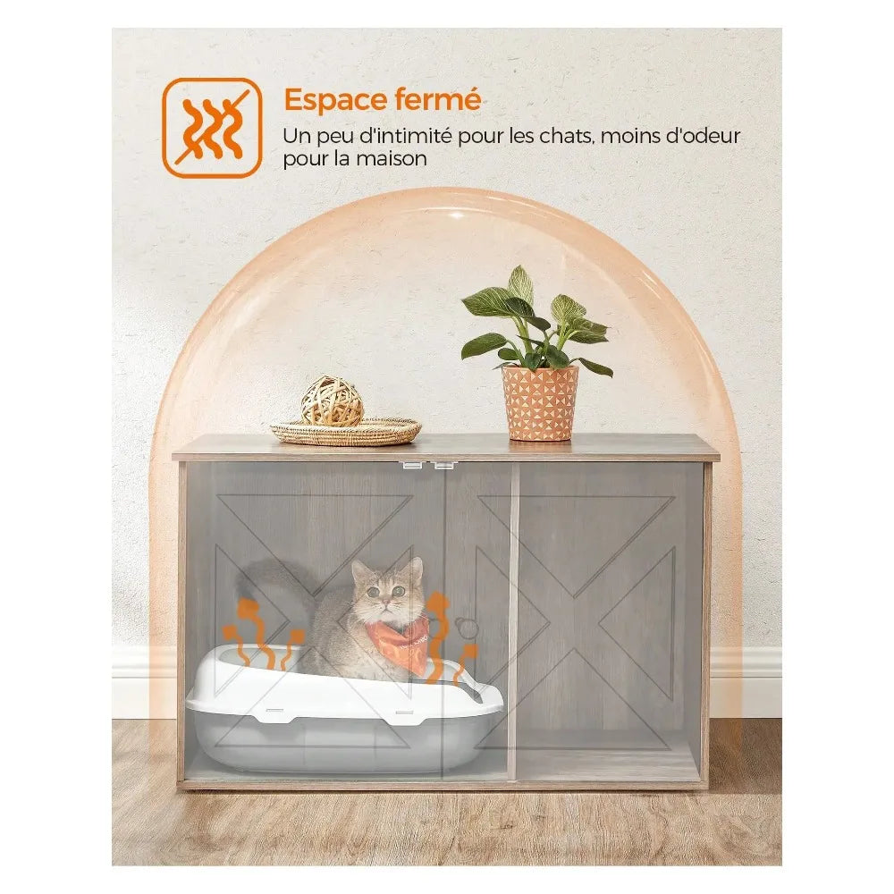 Cat Litter Box Enclosure, Litter Box Furniture Hidden with Removable Divider, Indoor Cat House, End Table, Customized