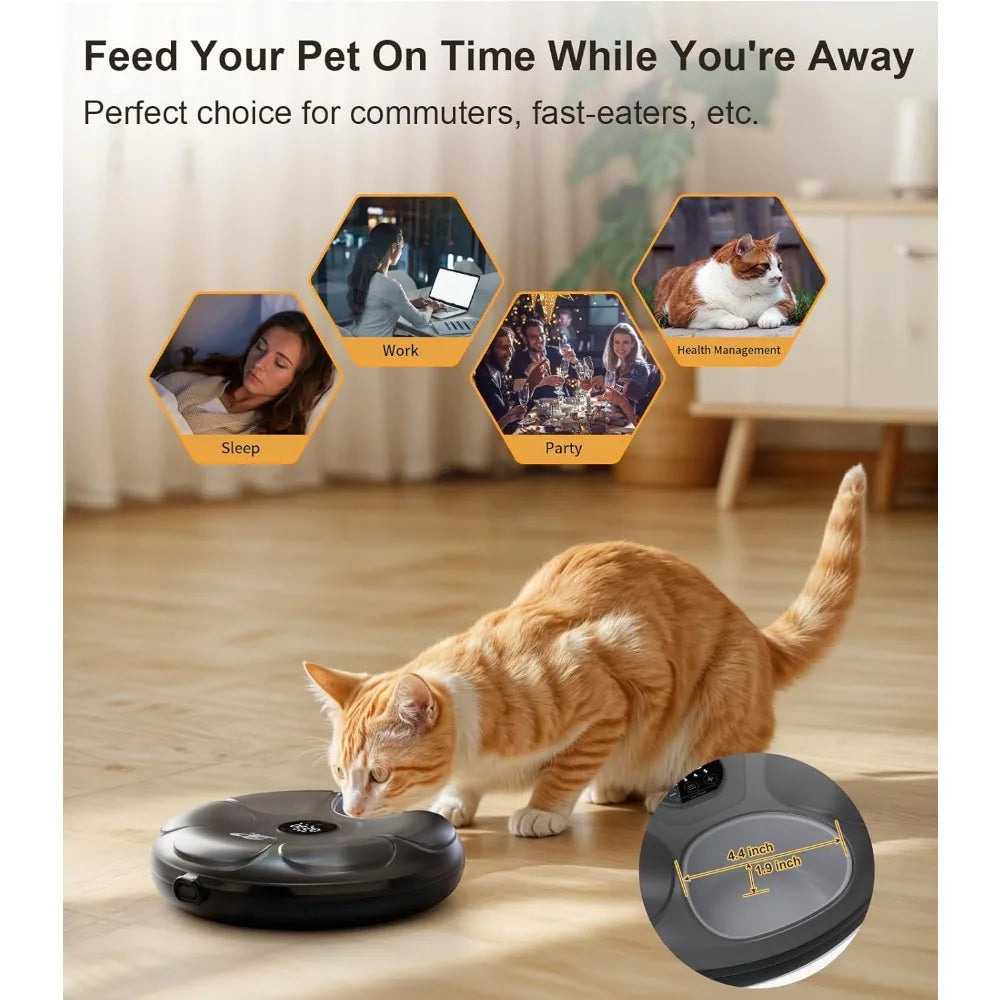 Automatic Cat Feeder Cordless - Automatic Cat Food Dispenser for Wet Moist Food with 4 Ice Packs Rechargeable Auto Feeder for C