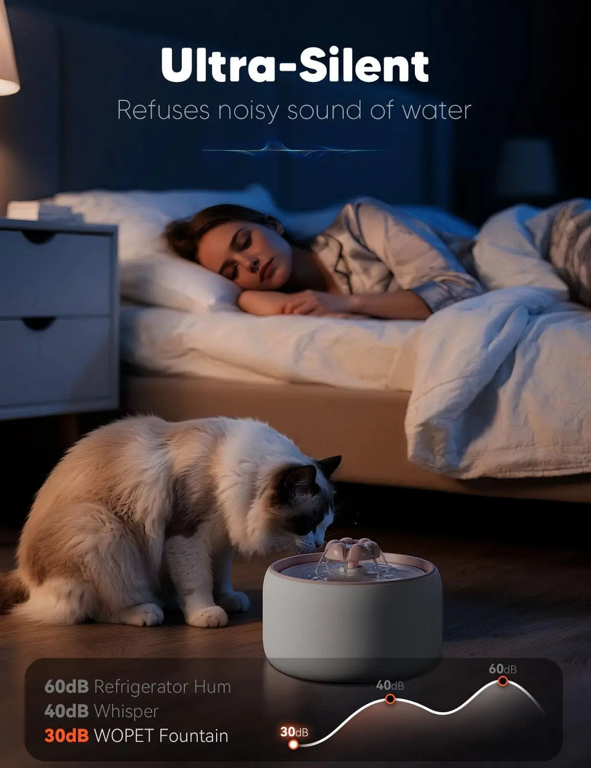 Premium Ceramic Pet Water Fountain, 3L Automatic Quiet Pump with Filter for Cats and Dogs, Dishwasher Safe