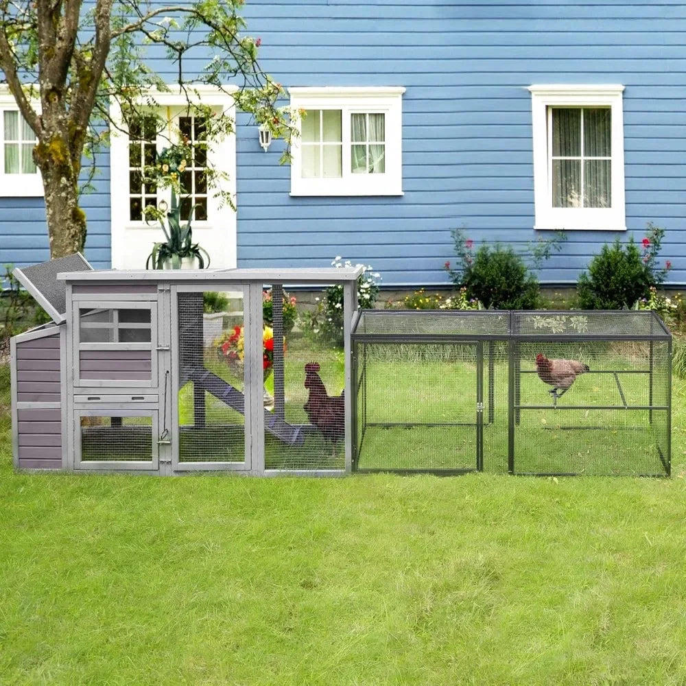 71in Chicken Coop Run Extension Outdoor Rabbit Expansion Pen for Chicken Coop Hutch, Removable Doors