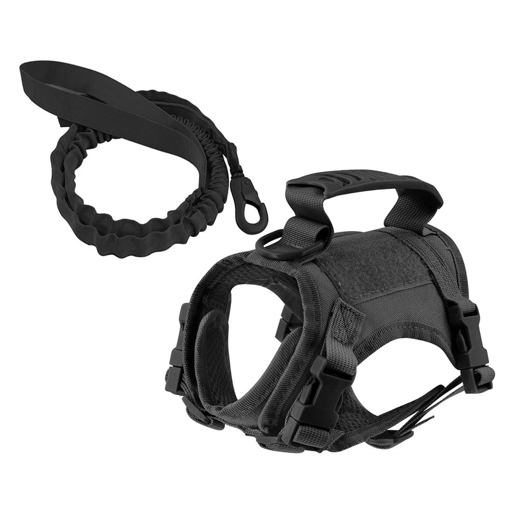 Tactical Puppy Harness Leash Set For Small Dogs Adjustable Cat Harnesses Vest For Training Walking Military Cats Dog Accessories