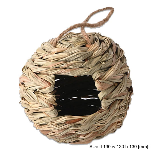 Handmade Straw Woven Budgerigar House Round Shape Bird Nest Birdhouse Craft Outdoor Yard Handwoven Breeding Grass Bird Cage