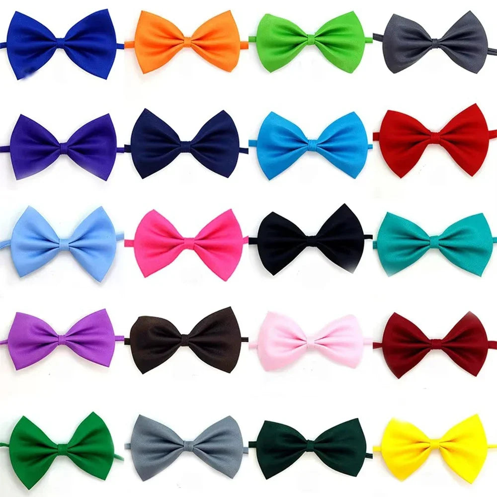 Pet Bowties 30/50/100PCS Dog Tie Collars Bulk Adjustable Dog Bow Ties Solid Color Cat Neckties Pet Supplies For Dogs and Cats