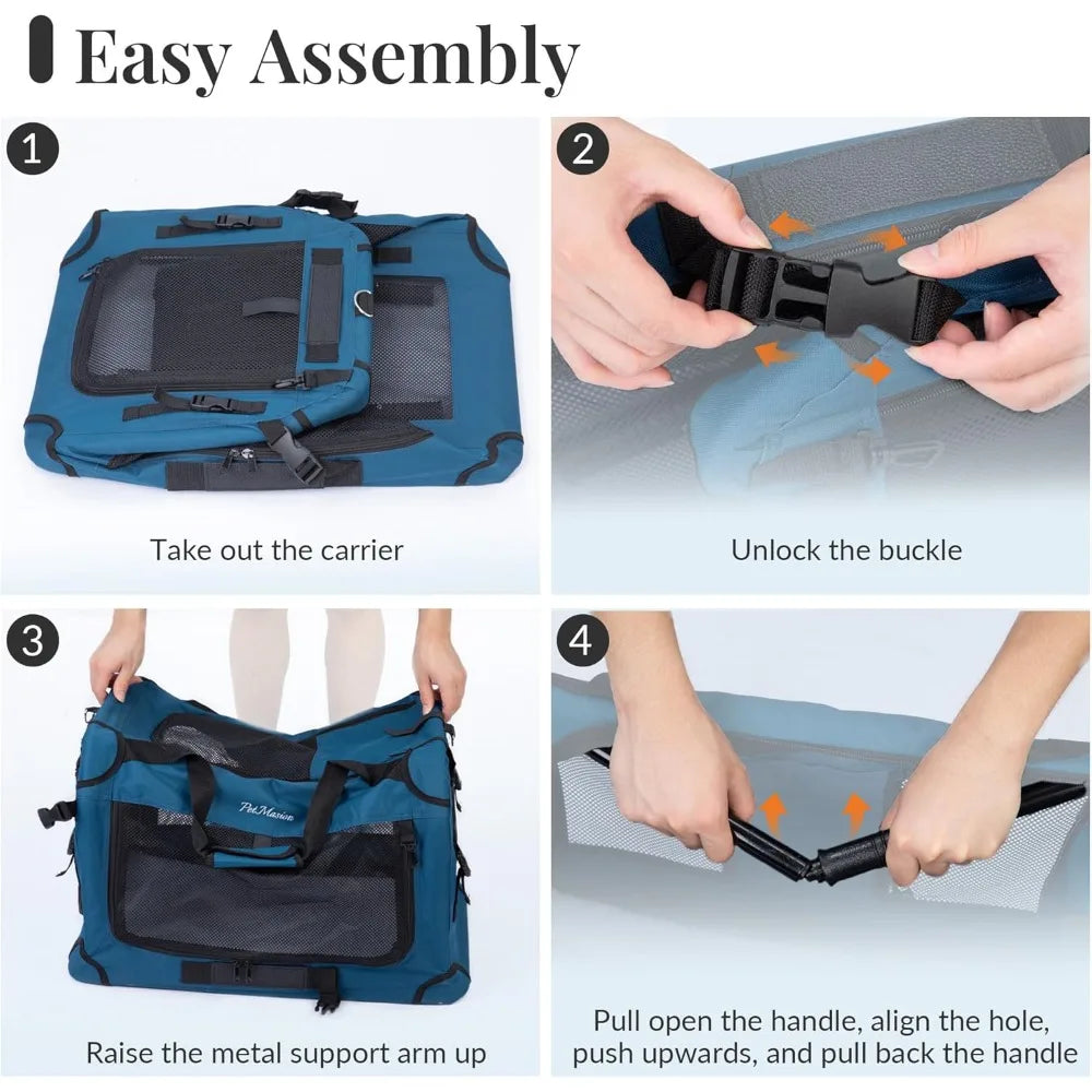 Extra Large Cat Carrier for 2 Cats, Collapsible Soft Sided Pet XL Crate for Large Mudium Big Cat