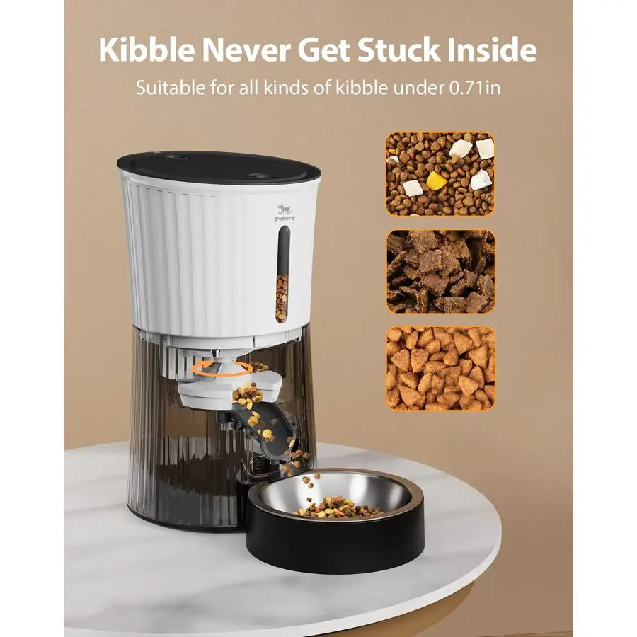 Timed Automatic Cat Feeders 4L Programable Dry Food Dispenser for Cats and Small Medium Dogs 6 Meals with Desiccant Bag Dual Po