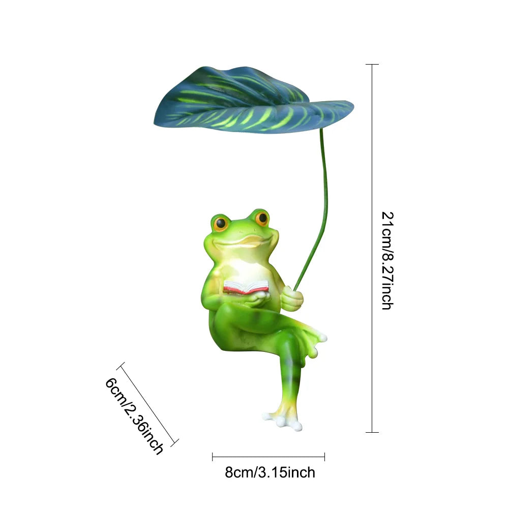 Funny Frog Figurines Resin Cute Frog Statue for Garden Yard Patio Fairy Garden Accessories