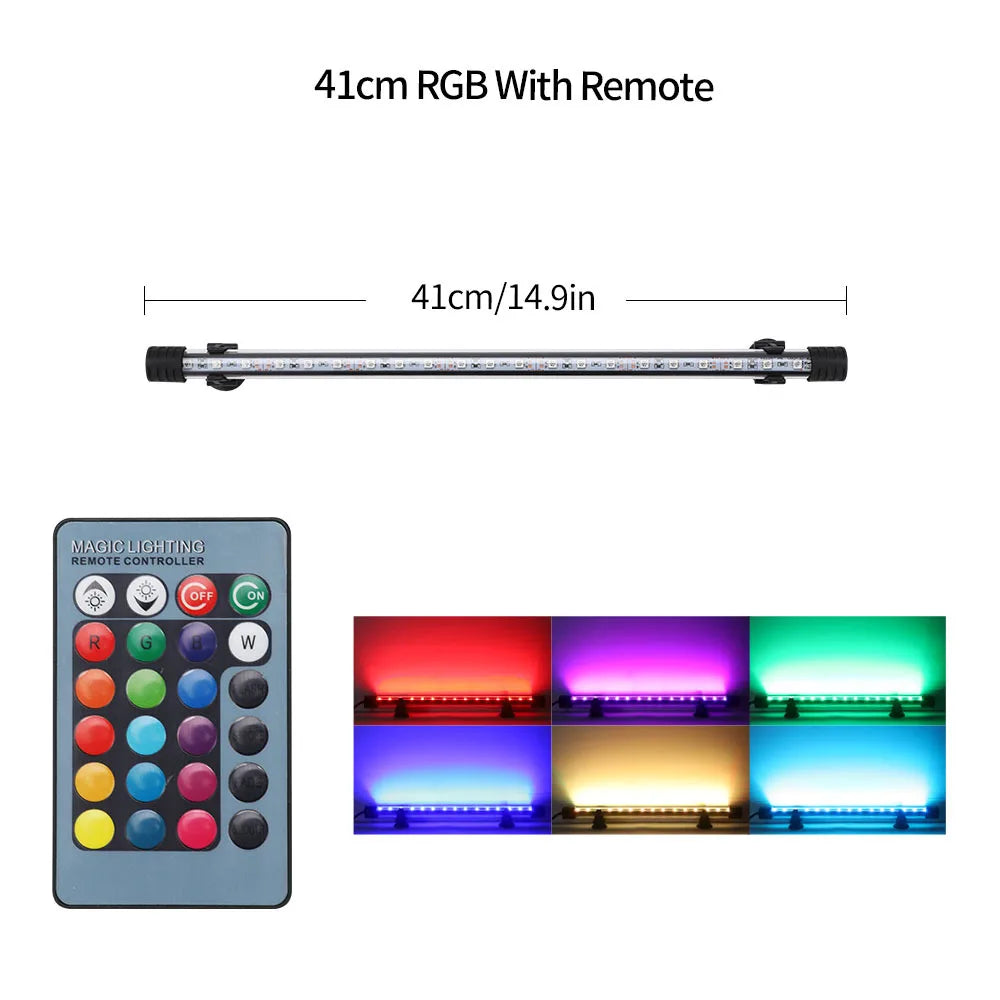 New Aquarium Light LED Waterproof Fish Tank Clip Light 90-260V Remote Control Color Changing Submersible Lamp Plant Grow Lamp