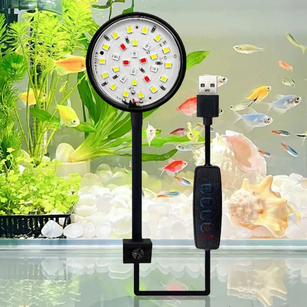 USB Small Fish Tank Light Dimmable LED Moving Aquarium Lamp Fish Lamp for Fish Tank