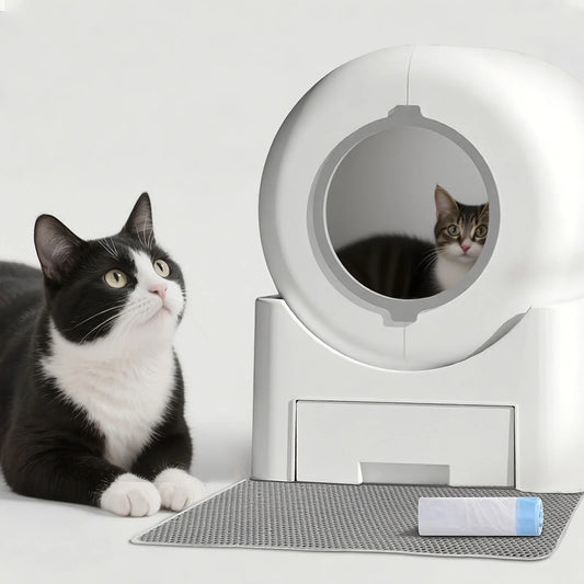 Self-Cleaning Cat Litter Box Automatic - 64L Large Capacity W/ FREE Waste Bags & TrackingMat, Smart APP-Controlled Odor-Free Des