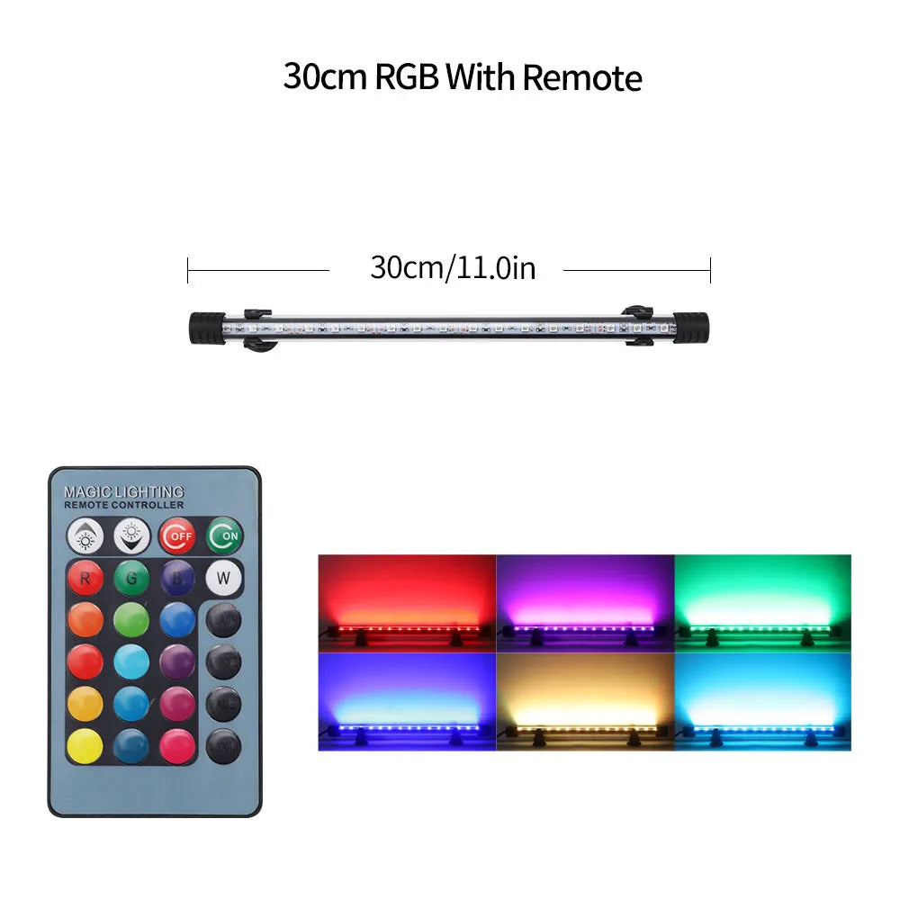 New Aquarium Light LED Waterproof Fish Tank Clip Light 90-260V Remote Control Color Changing Submersible Lamp Plant Grow Lamp