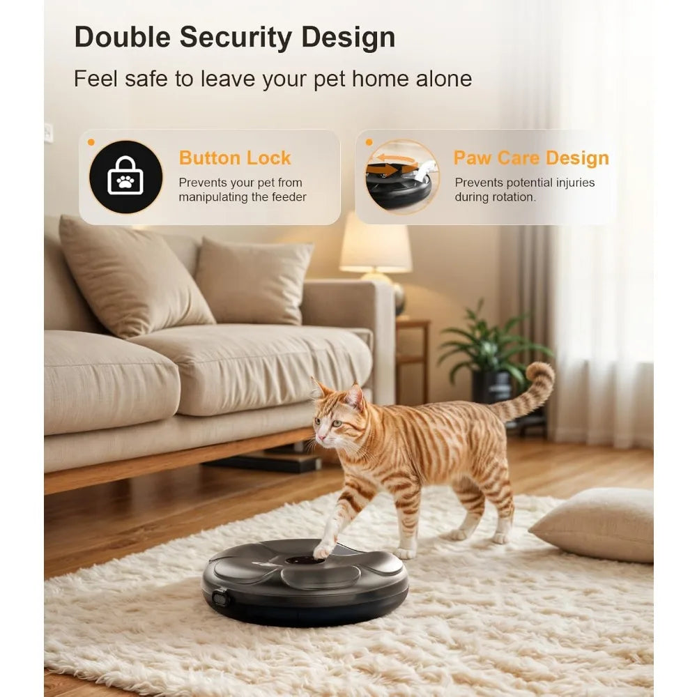 Automatic Cat Feeder Cordless - Automatic Cat Food Dispenser for Wet Moist Food with 4 Ice Packs Rechargeable Auto Feeder for C