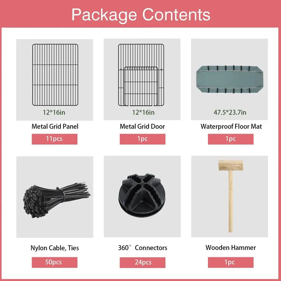 Panels Small Animal Playpen, 48 x 24 x 16 Pet Playpen with Waterproof Mat, CampC Cage for Guinea Pigs, Puppy Play Pen, Bunny Pla