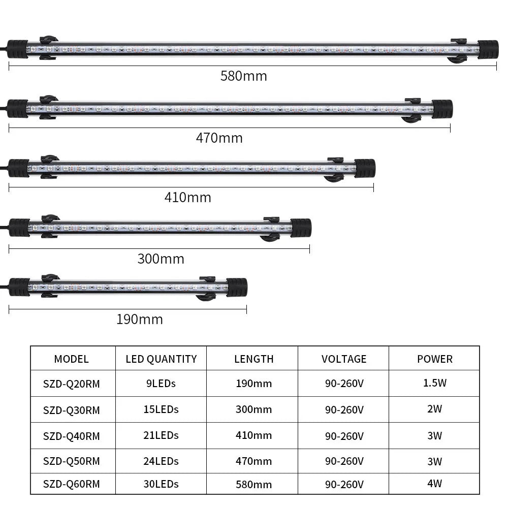 New Aquarium Light LED Waterproof Fish Tank Clip Light 90-260V Remote Control Color Changing Submersible Lamp Plant Grow Lamp