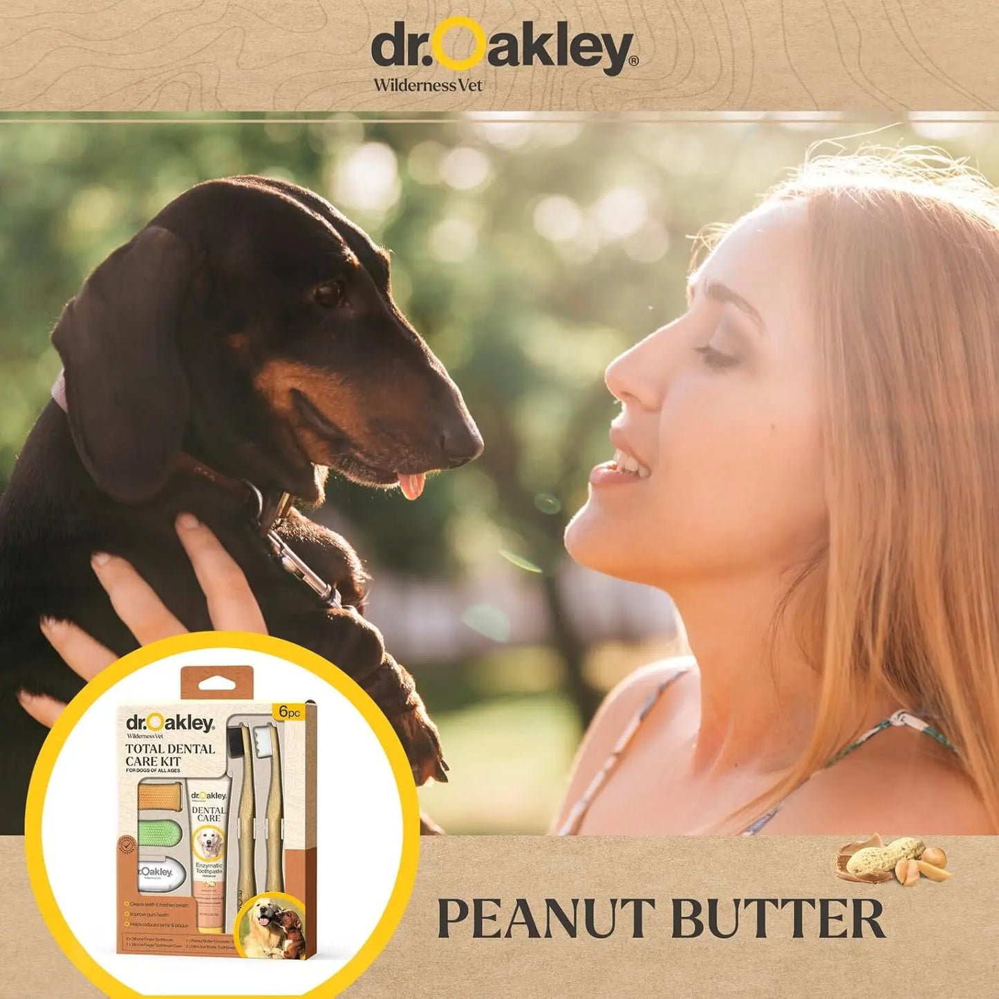 Natural Peanut Butter Flavor Dog Toothpaste & Brush Kit for All Breeds and Cats