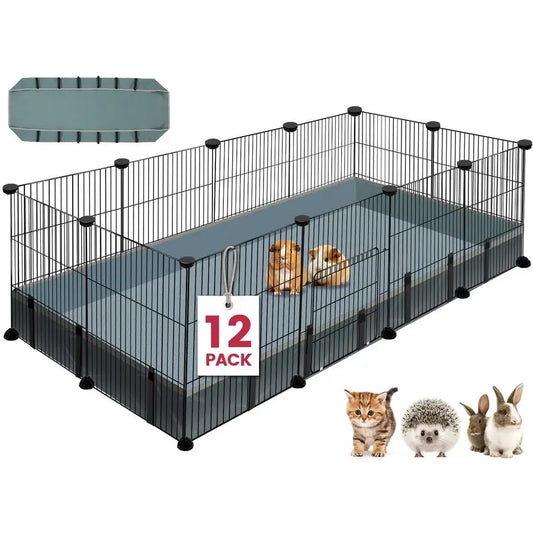 Panels Small Animal Playpen, 48 x 24 x 16 Pet Playpen with Waterproof Mat, CampC Cage for Guinea Pigs, Puppy Play Pen, Bunny Pla