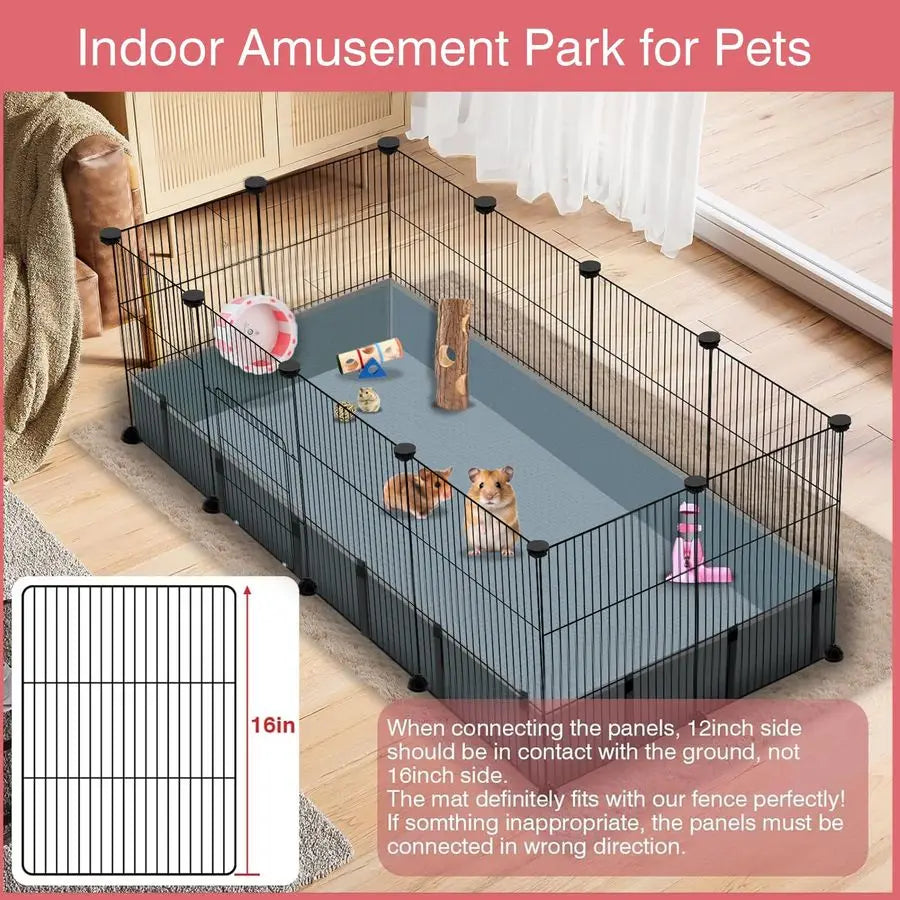 Panels Small Animal Playpen, 48 x 24 x 16 Pet Playpen with Waterproof Mat, CampC Cage for Guinea Pigs, Puppy Play Pen, Bunny Pla