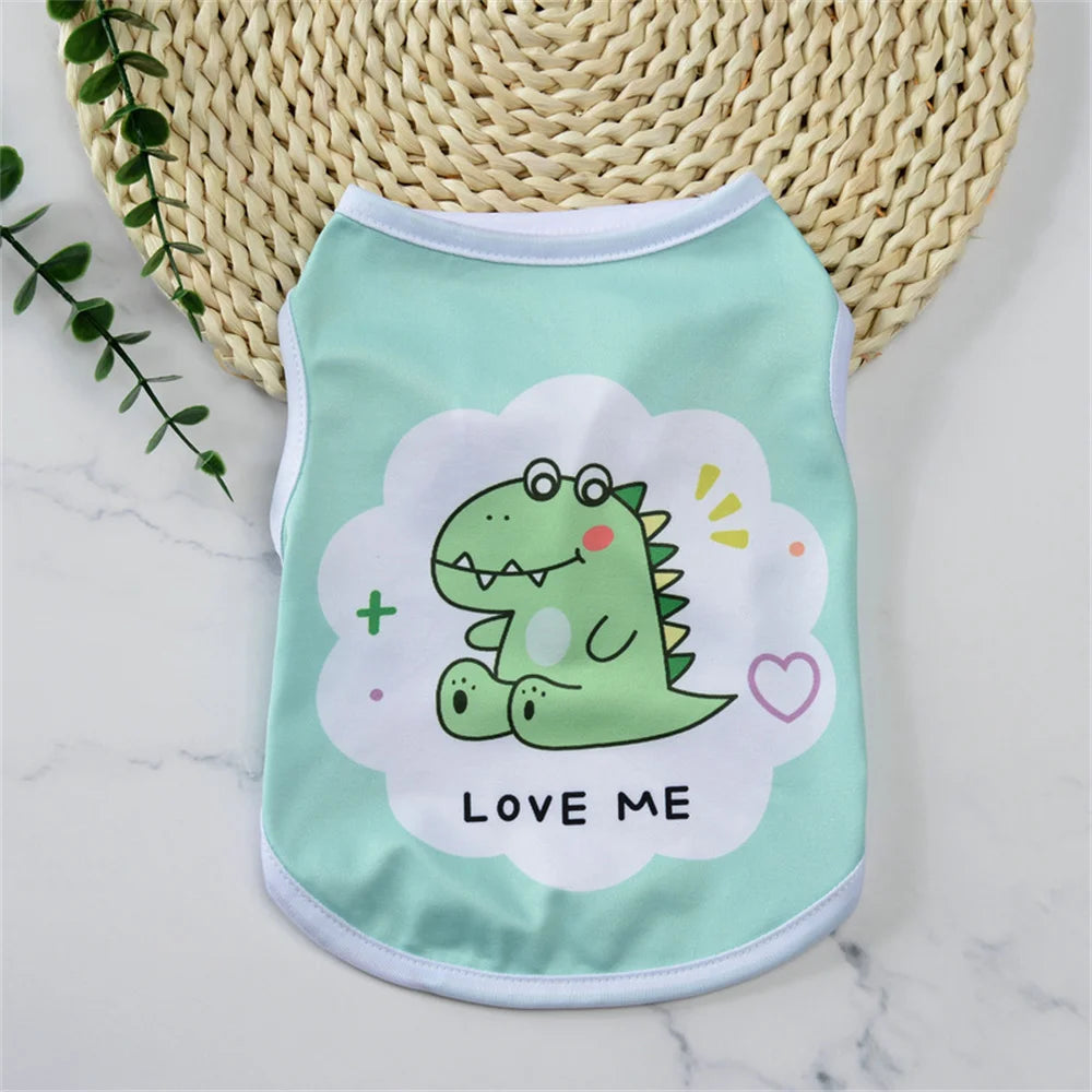 Cute Print Puppy Dog Vest Shirt Spring Summer Pet Clothes for Small Dogs Pomeranian Poodle Cat Shirts mascotas Clothing Apparel