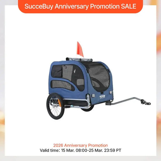 SucceBuy 100lbs Pet Cart Bicycle Carrier Dog Bike Trailer with Coupler, Reflectors, Flag, Collapsible to Store for Dogs Travel
