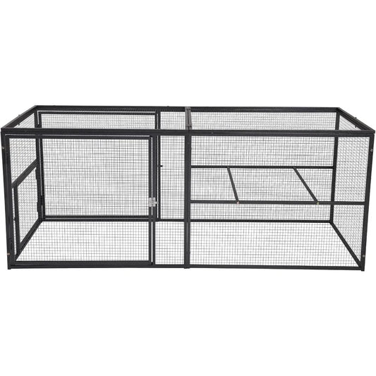 71in Chicken Coop Run Extension Outdoor Rabbit Expansion Pen for Chicken Coop Hutch, Removable Doors