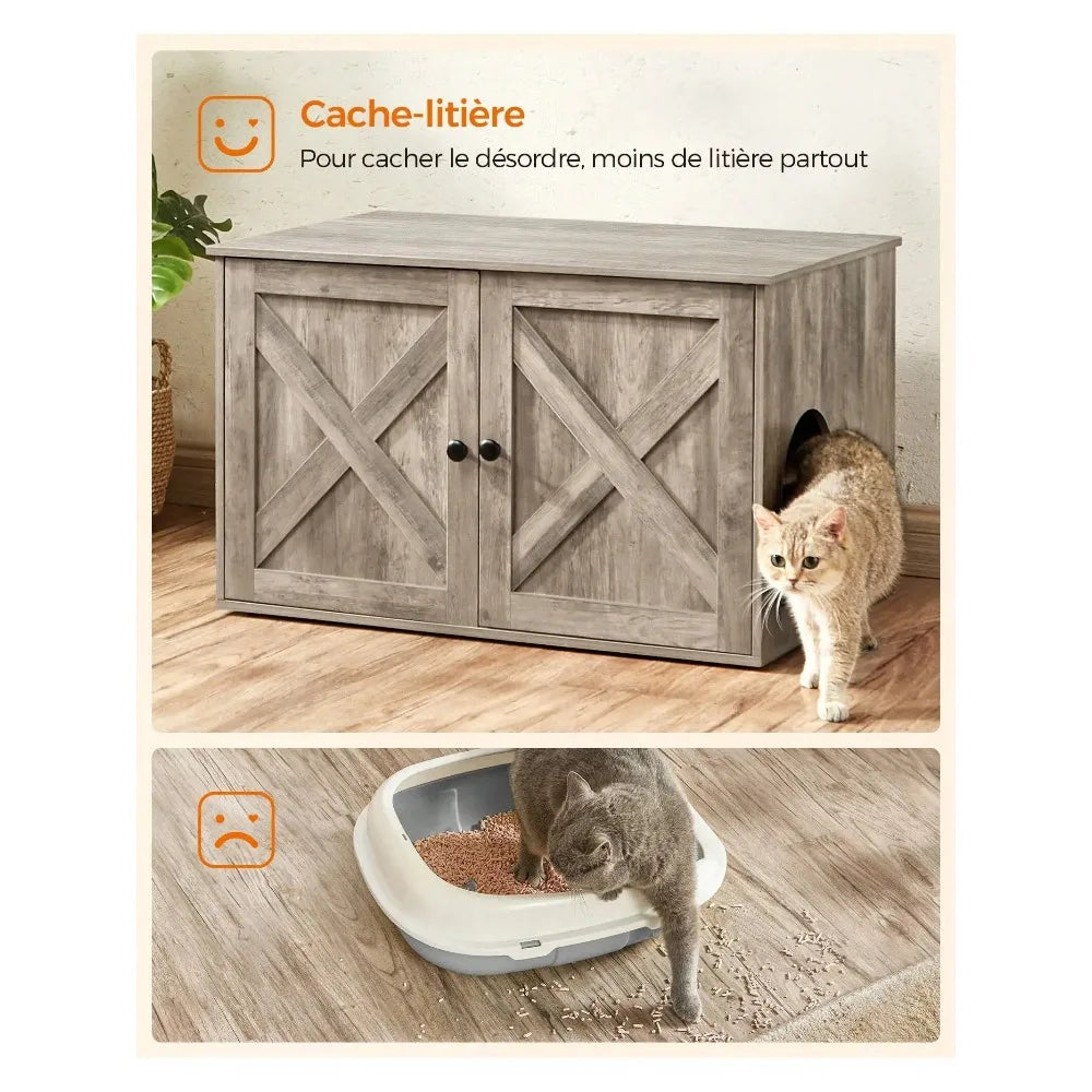 Cat Litter Box Enclosure, Litter Box Furniture Hidden with Removable Divider, Indoor Cat House, End Table, Customized
