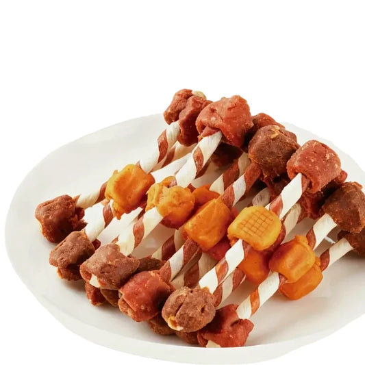 3-Flavor BBQ Skewers Dog Chew Treats 200g– Teeth Cleaning,Best Chews for Training Small & Large Dogs