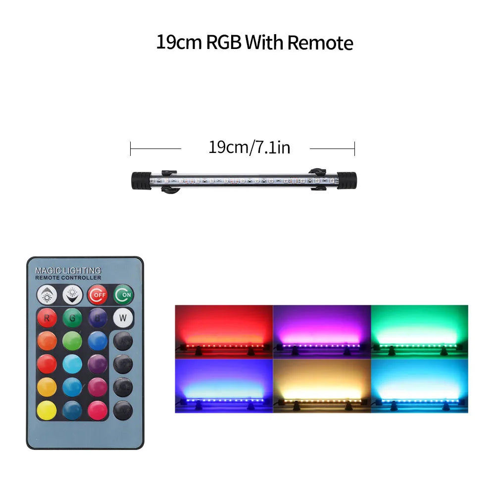 New Aquarium Light LED Waterproof Fish Tank Clip Light 90-260V Remote Control Color Changing Submersible Lamp Plant Grow Lamp