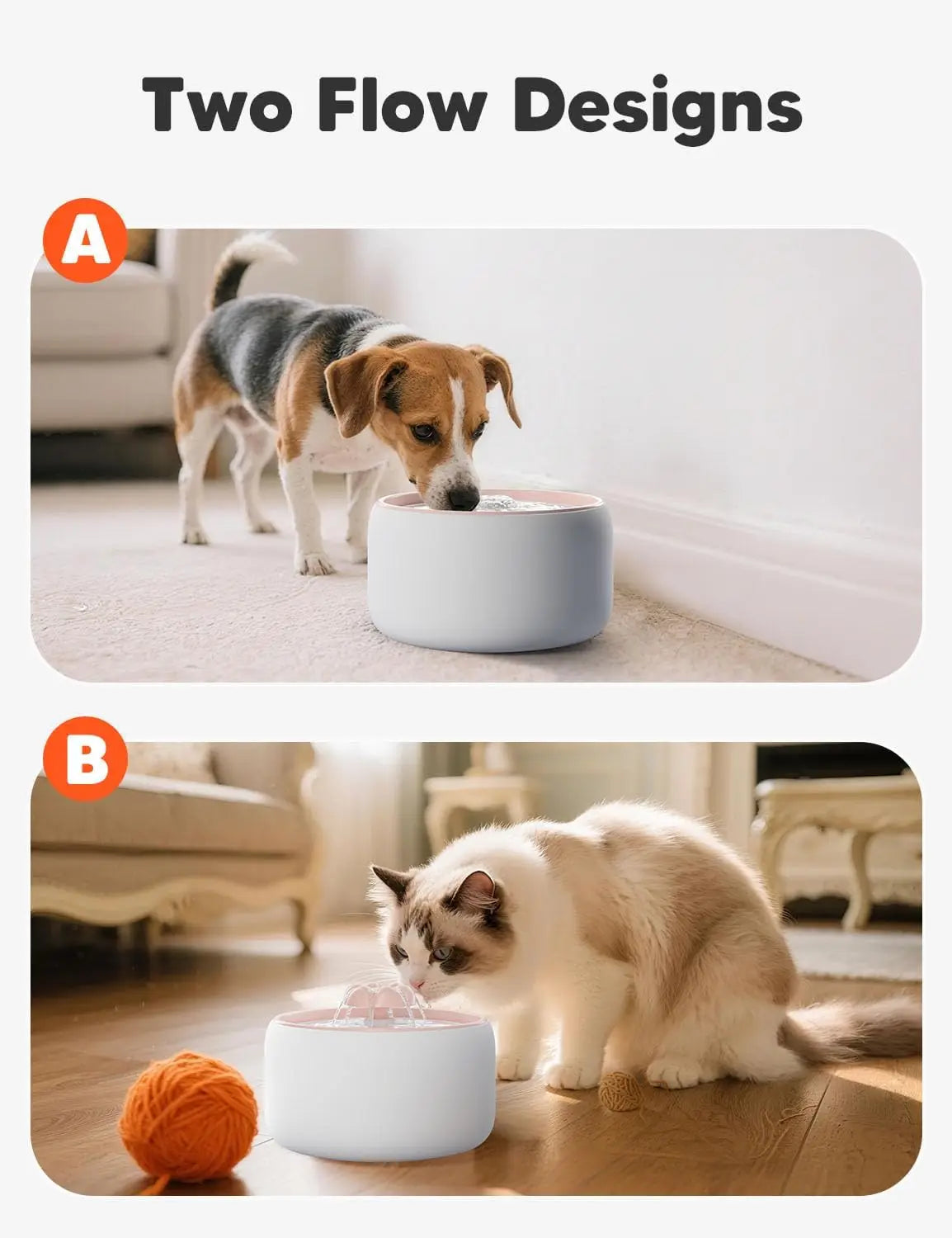 Premium Ceramic Pet Water Fountain, 3L Automatic Quiet Pump with Filter for Cats and Dogs, Dishwasher Safe
