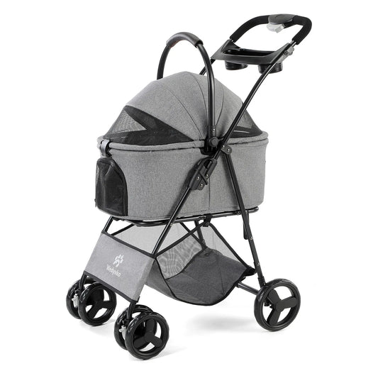 3 in 1 Pet Stroller with Removable Carrier, Folding Stroller for Small/Medium Dogs and Cats, Waterproof, All-Terrain, with Sun S